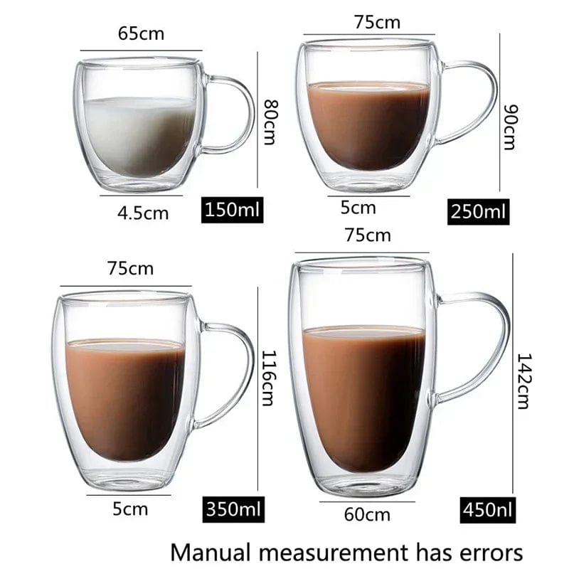 ArtOlo Store Heat Resistant Double Wall Glass Cup 80-650Ml Beer Milk Coffee Water Cups Transparent Cup Wholesale Glass Drinkware Mug Set Gift