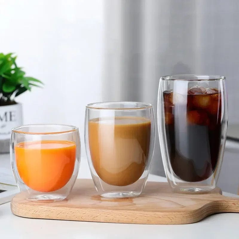 ArtOlo Store Heat Resistant Double Wall Glass Cup 80-650Ml Beer Milk Coffee Water Cups Transparent Cup Wholesale Glass Drinkware Mug Set Gift