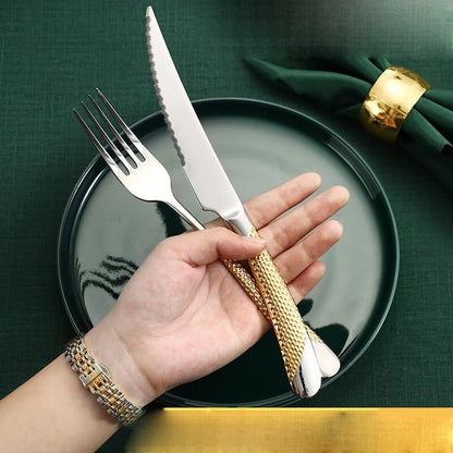 ArtOlo Store Home Tableware Cutlery Set Golden Cutlery Stainless Steel Dinnerware Set Silverware Cutlery Complete Fork Spoons Knives Set