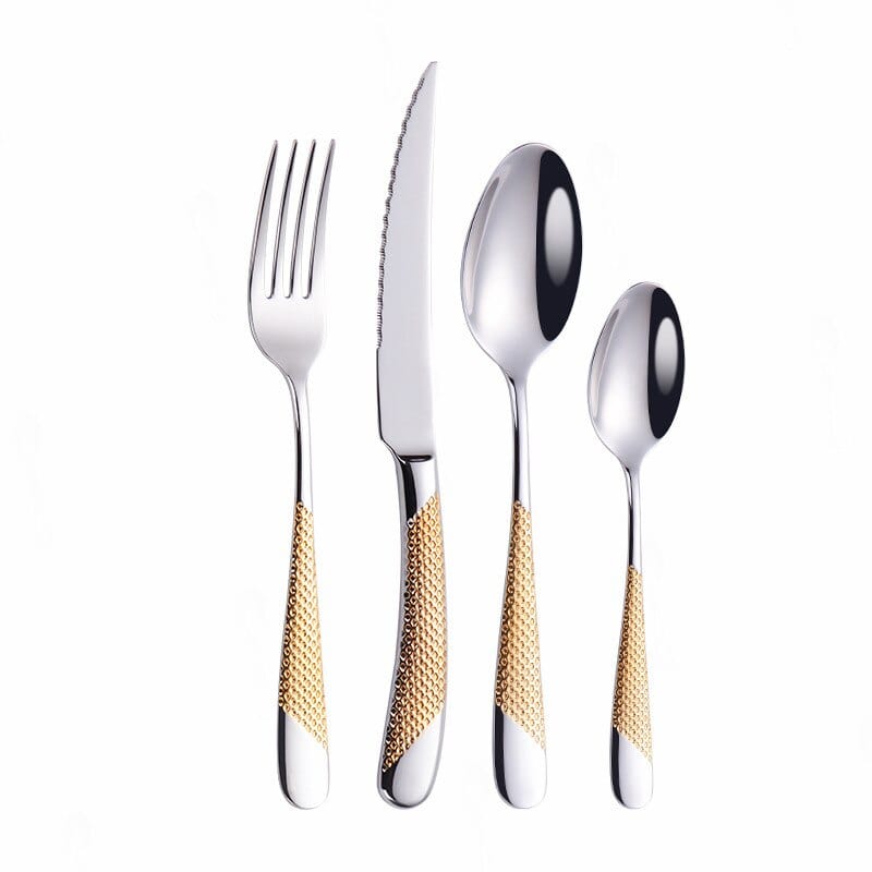 ArtOlo Store Home Tableware Cutlery Set Golden Cutlery Stainless Steel Dinnerware Set Silverware Cutlery Complete Fork Spoons Knives Set