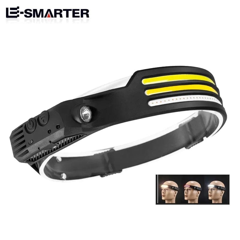 ArtOlo Store Induction Headlamp COB LED Sensor Head Lamp Built-in Battery Flashlight USB Rechargeable Head Torch 5 Lighting Modes Headlight