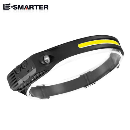 ArtOlo Store Induction Headlamp COB LED Sensor Head Lamp Built-in Battery Flashlight USB Rechargeable Head Torch 5 Lighting Modes Headlight