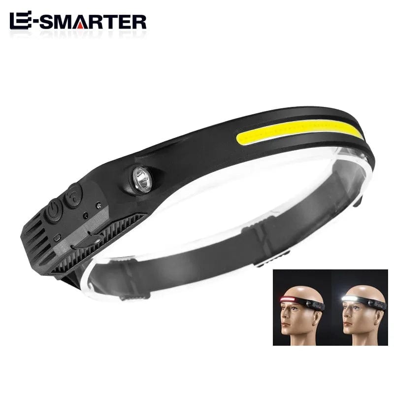 ArtOlo Store Induction Headlamp COB LED Sensor Head Lamp Built-in Battery Flashlight USB Rechargeable Head Torch 5 Lighting Modes Headlight