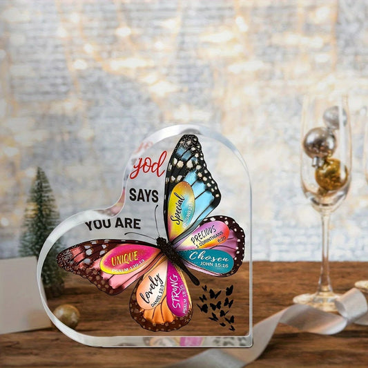 ArtOlo Store Inspirational Christian Gifts for Women - Heart Butterfly Acrylic Decor