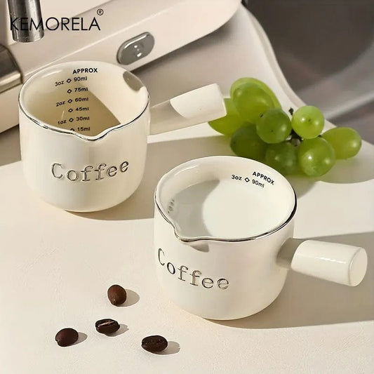 ArtOlo Store Kemorela 3oz/90ml Ceramic Measuring Cups Espresso Extraction Cup Transfer Cup Milk Cup With Scale kitchen tools