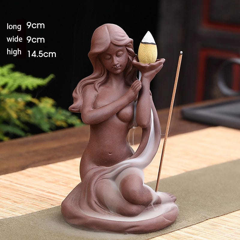 ArtOlo Store Incense Burner Mermaid Retro Ceramic Backflow Incense Burner