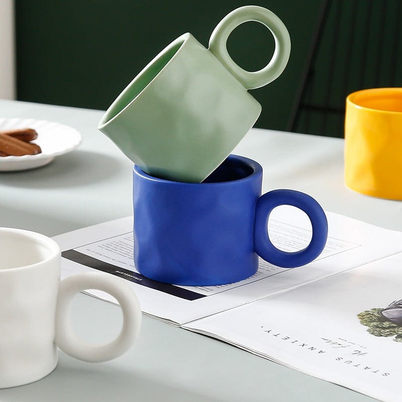 ArtOlo Store Nordic Ins Style Ceramic Mug Creative Klein Blue Big Ear Water Cup Simple And Practical Breakfast Coffee Cup