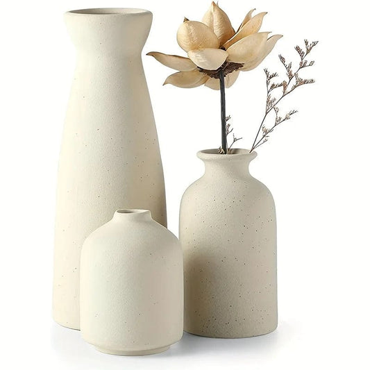 ArtOlo Store Rustic Charm: Trio of Ceramic Flower Vases