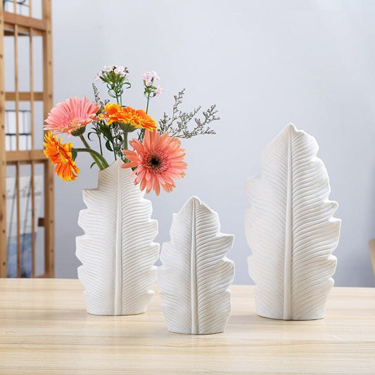 ArtOlo Store Scandinavian Simple Style Ceramic Vase Decoration Pure White Pigment Roasted Flower Decoration