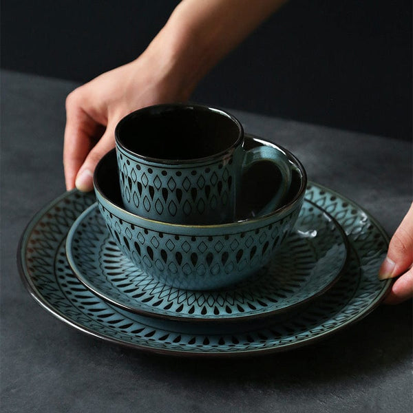 ArtOlo Store Ceramic Tableware Striped Ceramic Dinnerware