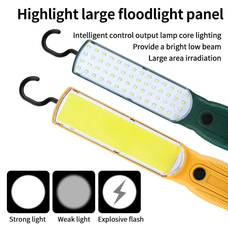 ArtOlo Store Strong LED COB Work Light Handheld Floodlight USB Rechargeable Portable Camping Repair Emergency Flashlight with Magnet Hook