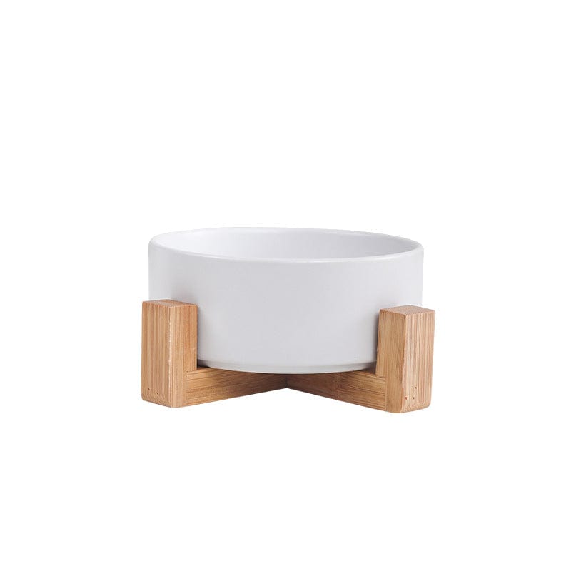 ArtOlo Store Tableware Wooden Shelf Salad Bowl Noodle Bowl Key Storage Pet Bowl Wooden Shelf Cat Bowl Ceramic Dog Food Double Bowl