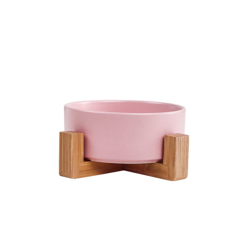 ArtOlo Store Tableware Wooden Shelf Salad Bowl Noodle Bowl Key Storage Pet Bowl Wooden Shelf Cat Bowl Ceramic Dog Food Double Bowl