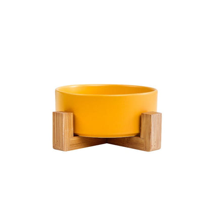 ArtOlo Store Tableware Wooden Shelf Salad Bowl Noodle Bowl Key Storage Pet Bowl Wooden Shelf Cat Bowl Ceramic Dog Food Double Bowl