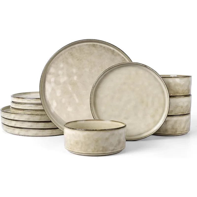 ArtOlo Store Dinnerware Set Wave Collection: 12-Piece Dinnerware Set for 4