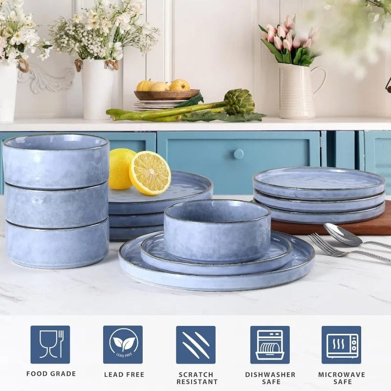 ArtOlo Store Dinnerware Set Wave Collection: 12-Piece Dinnerware Set for 4