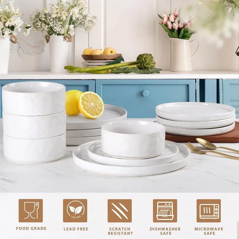 ArtOlo Store Dinnerware Set Wave Collection: 12-Piece Dinnerware Set for 4