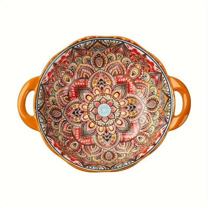 Bohemian Hand-Painted Ceramic Bowl