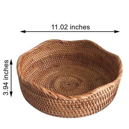 Hand-Woven Round Rattan Basket