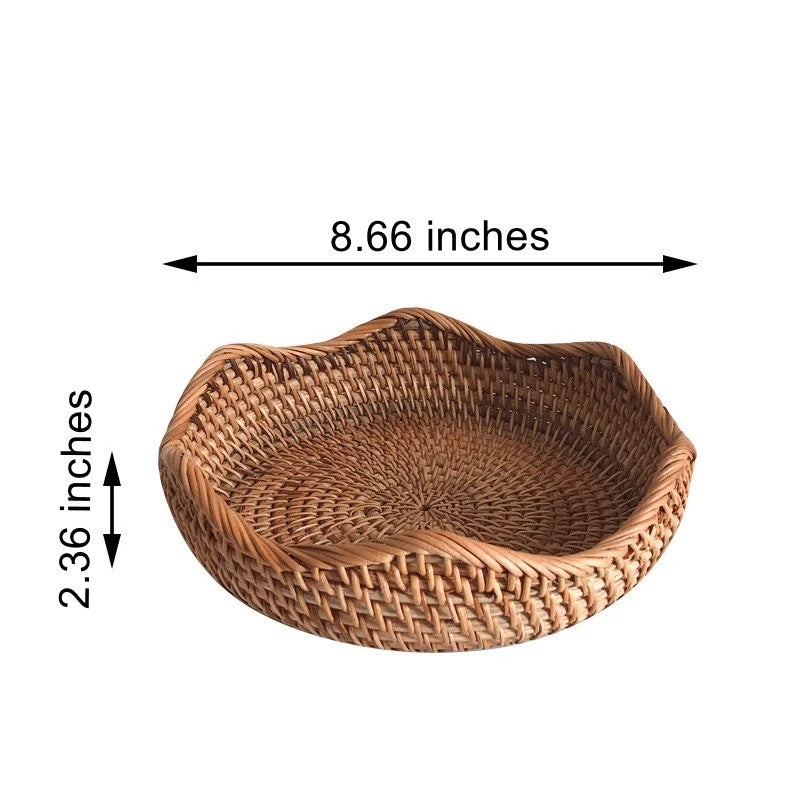 Hand-Woven Round Rattan Basket