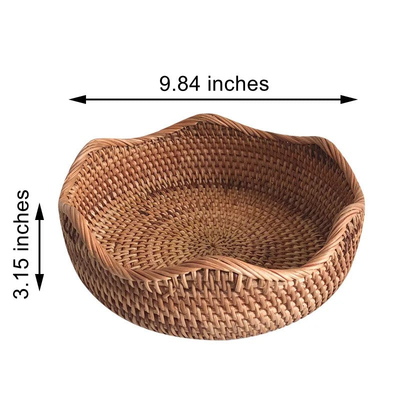 Hand-Woven Round Rattan Basket