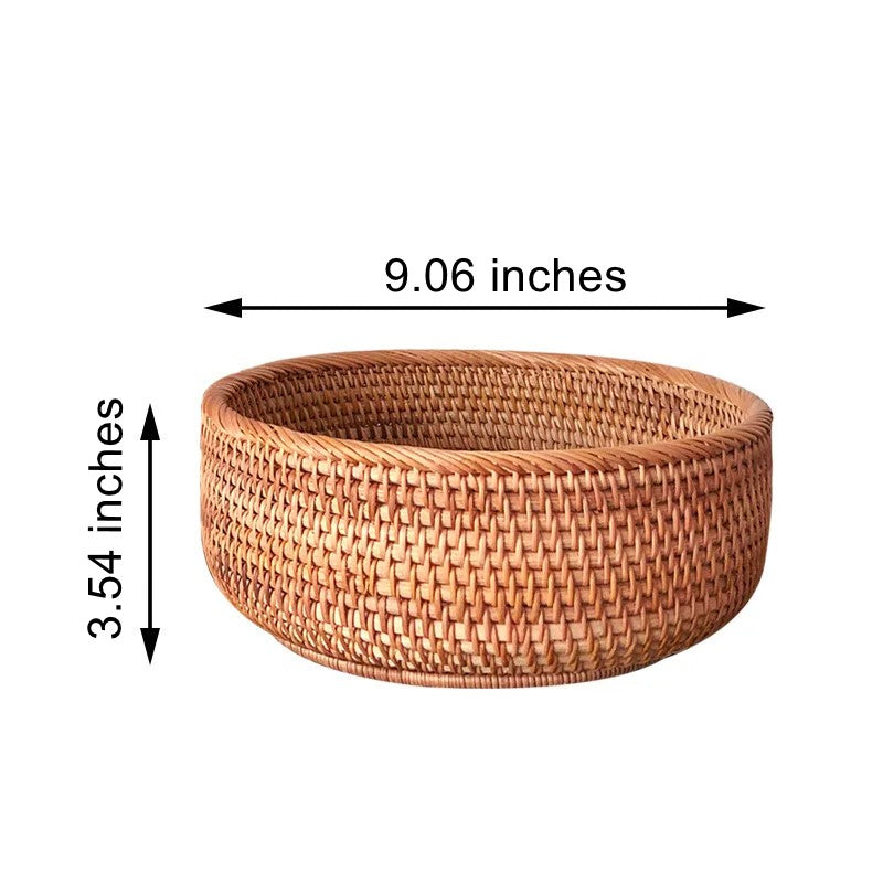 Hand-Woven Round Rattan Basket