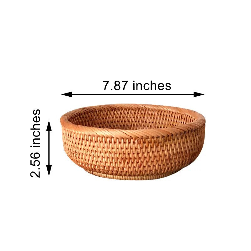 Hand-Woven Round Rattan Basket