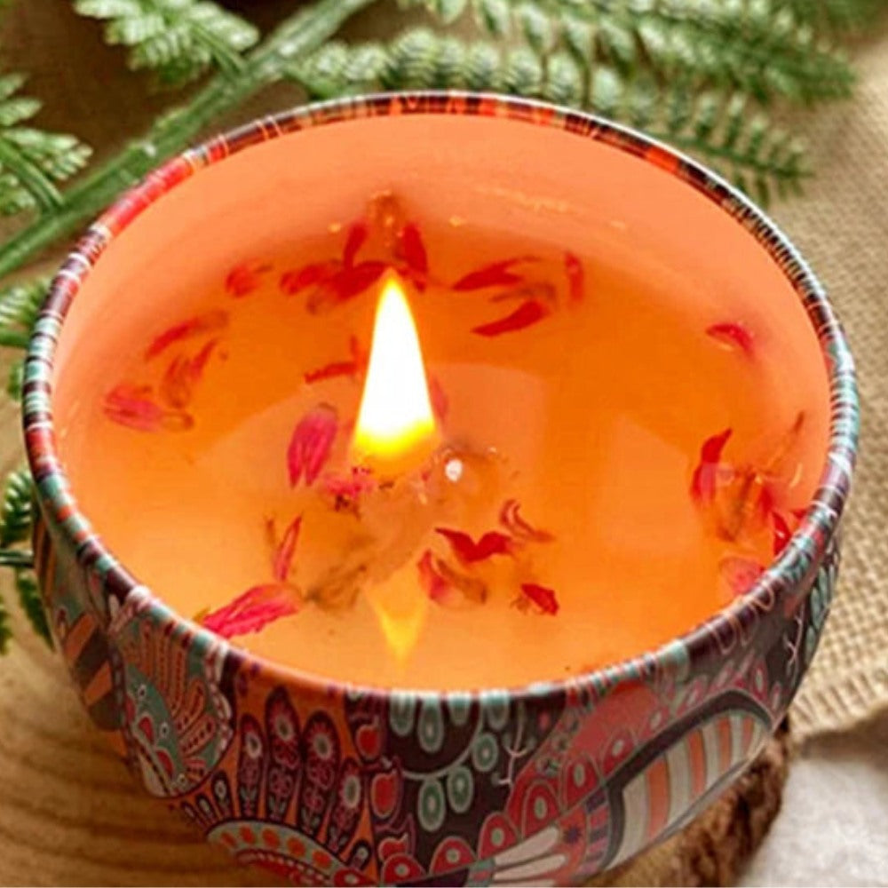 Floral Scented Soy Wax Candle in Tin Box