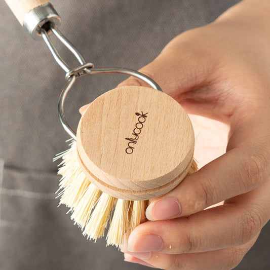 Long-Handled Kitchen Cleaning Brush Set with Replaceable Heads