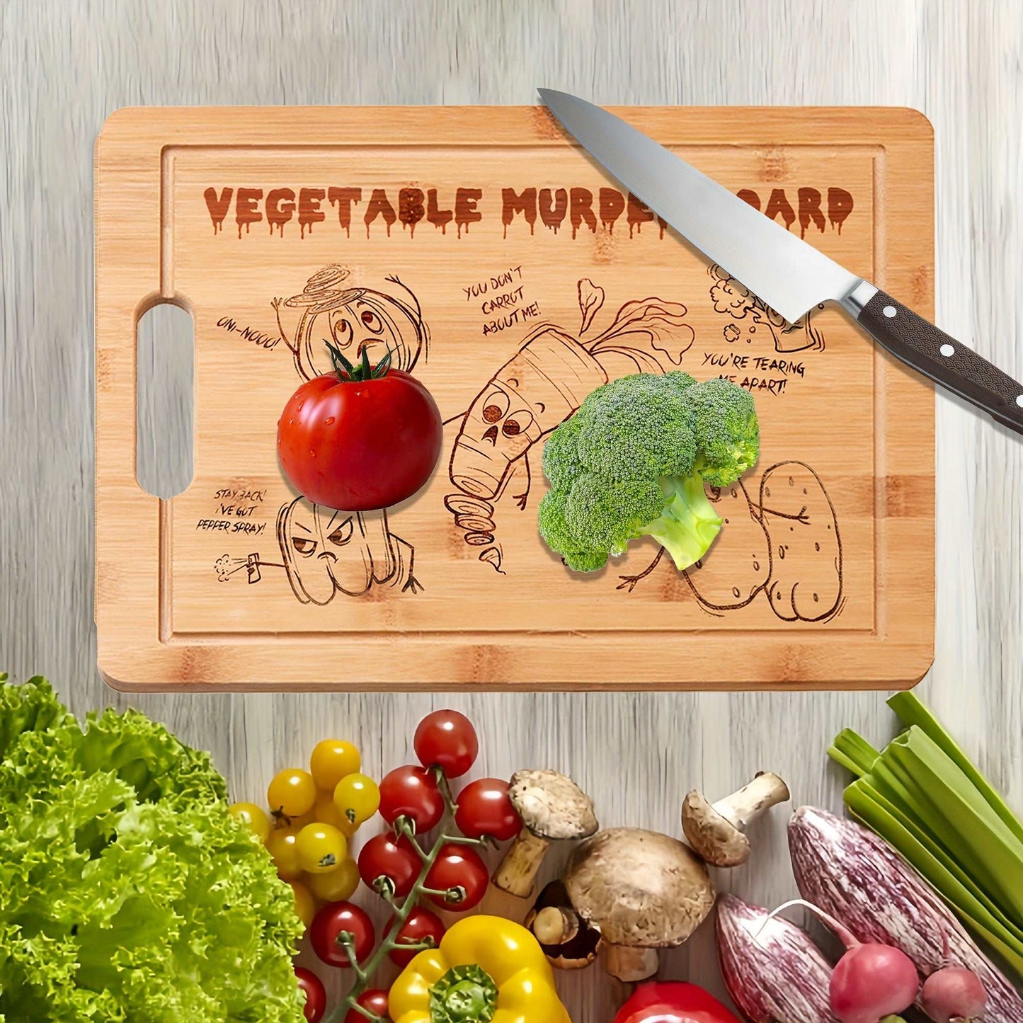 Bamboo Cutting Board Kitchen Accessory with Funny Engraving