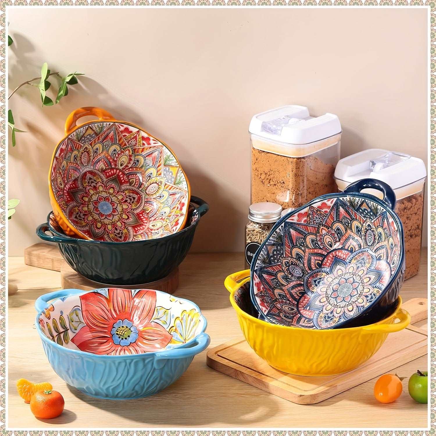 Bohemian Hand-Painted Ceramic Bowl