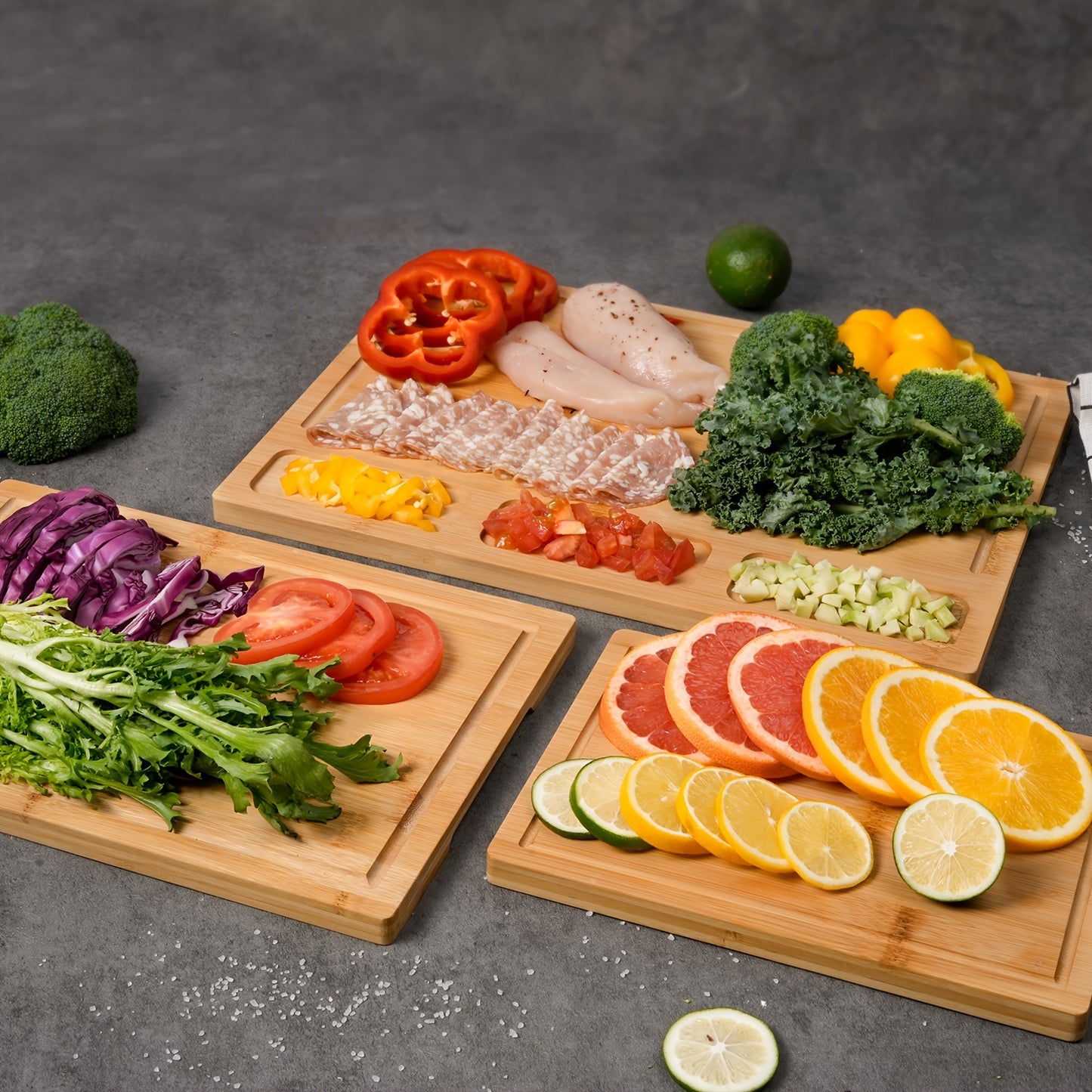 Stylish Bamboo Cutting Board Set 3-Pack