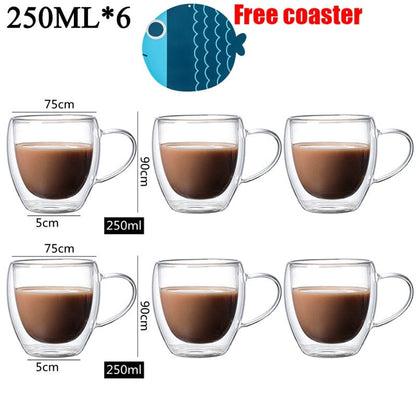 Home Finesse Glass Coffee Cup - Heat Resistant Borosilicate Mug