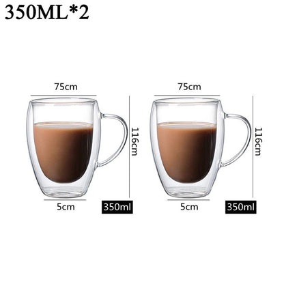 Home Finesse Glass Coffee Cup - Heat Resistant Borosilicate Mug