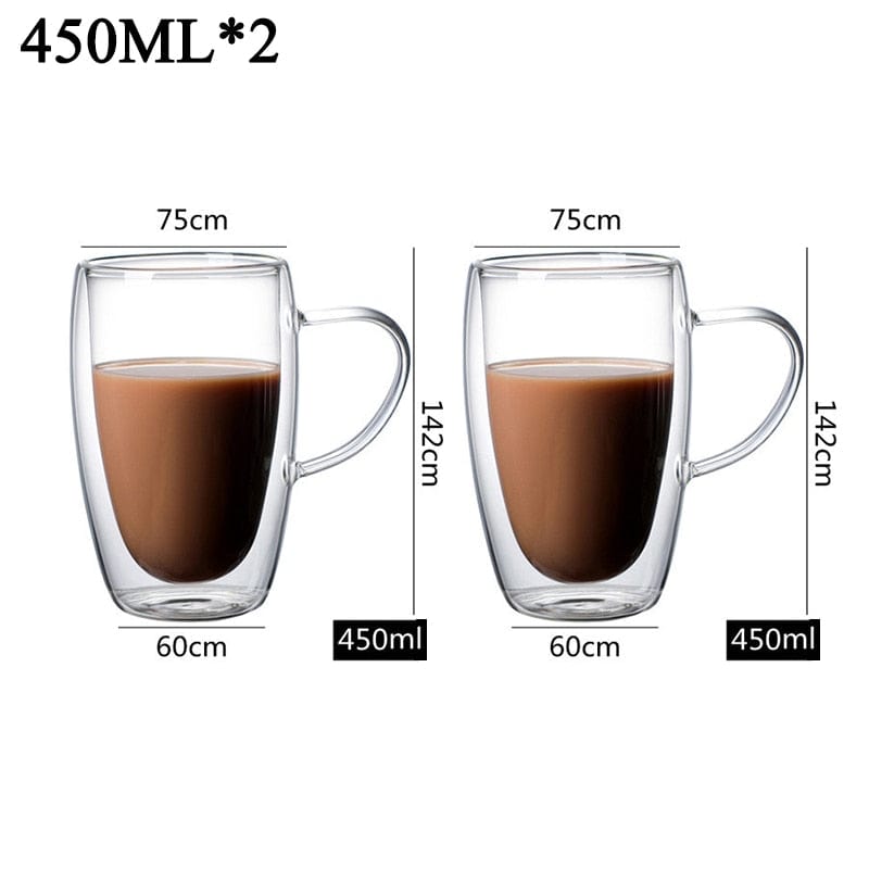 Home Finesse Glass Coffee Cup - Heat Resistant Borosilicate Mug