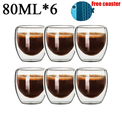 Home Finesse Glass Coffee Cup - Heat Resistant Borosilicate Mug