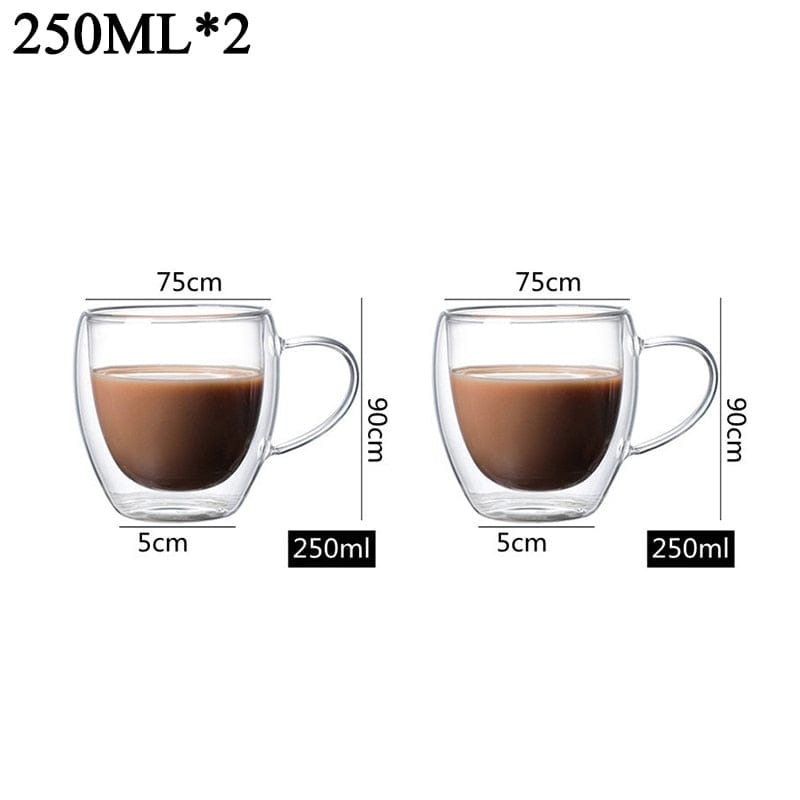 Home Finesse Glass Coffee Cup - Heat Resistant Borosilicate Mug