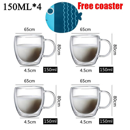 Home Finesse Glass Coffee Cup - Heat Resistant Borosilicate Mug