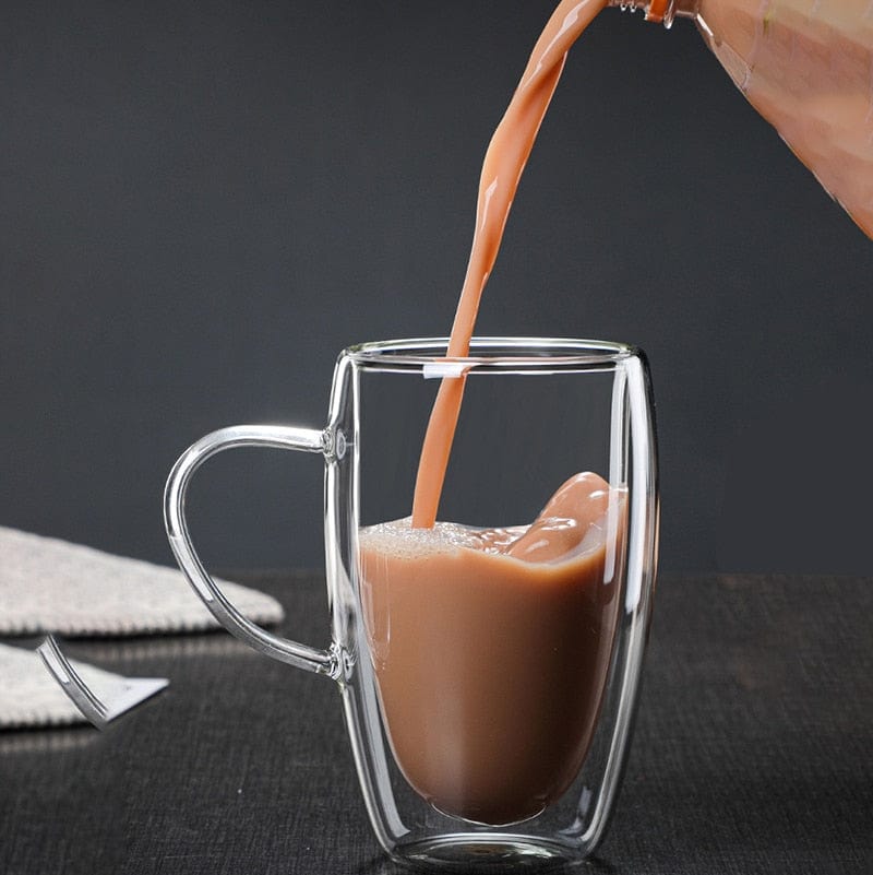 Home Finesse Glass Coffee Cup - Heat Resistant Borosilicate Mug