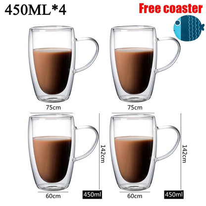 Home Finesse Glass Coffee Cup - Heat Resistant Borosilicate Mug