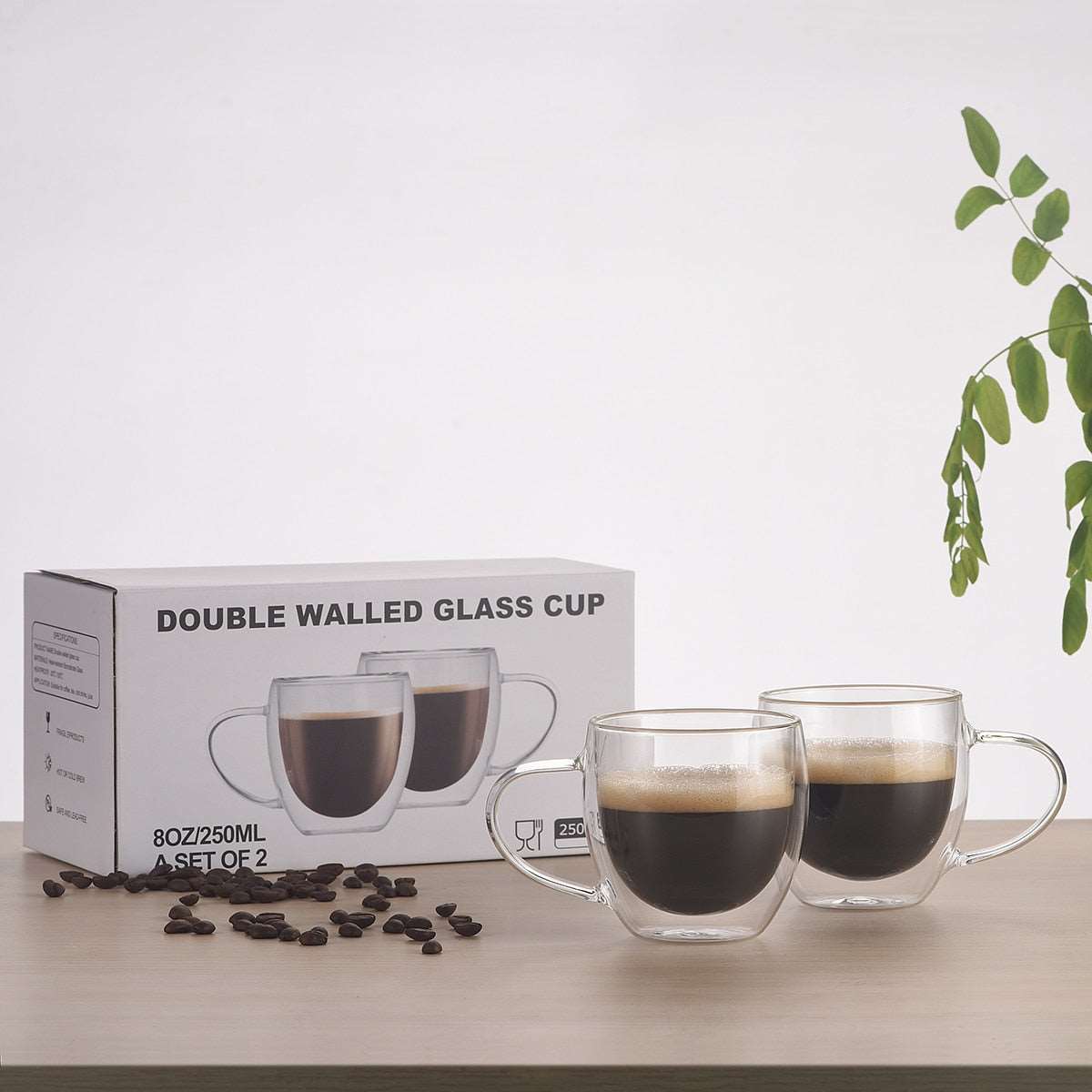 Home Finesse Glass Coffee Cup - Heat Resistant Borosilicate Mug