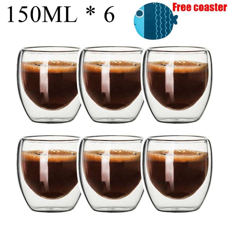 Home Finesse Glass Coffee Cup - Heat Resistant Borosilicate Mug