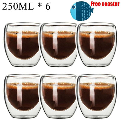 Home Finesse Glass Coffee Cup - Heat Resistant Borosilicate Mug