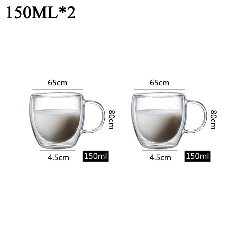 Home Finesse Glass Coffee Cup - Heat Resistant Borosilicate Mug