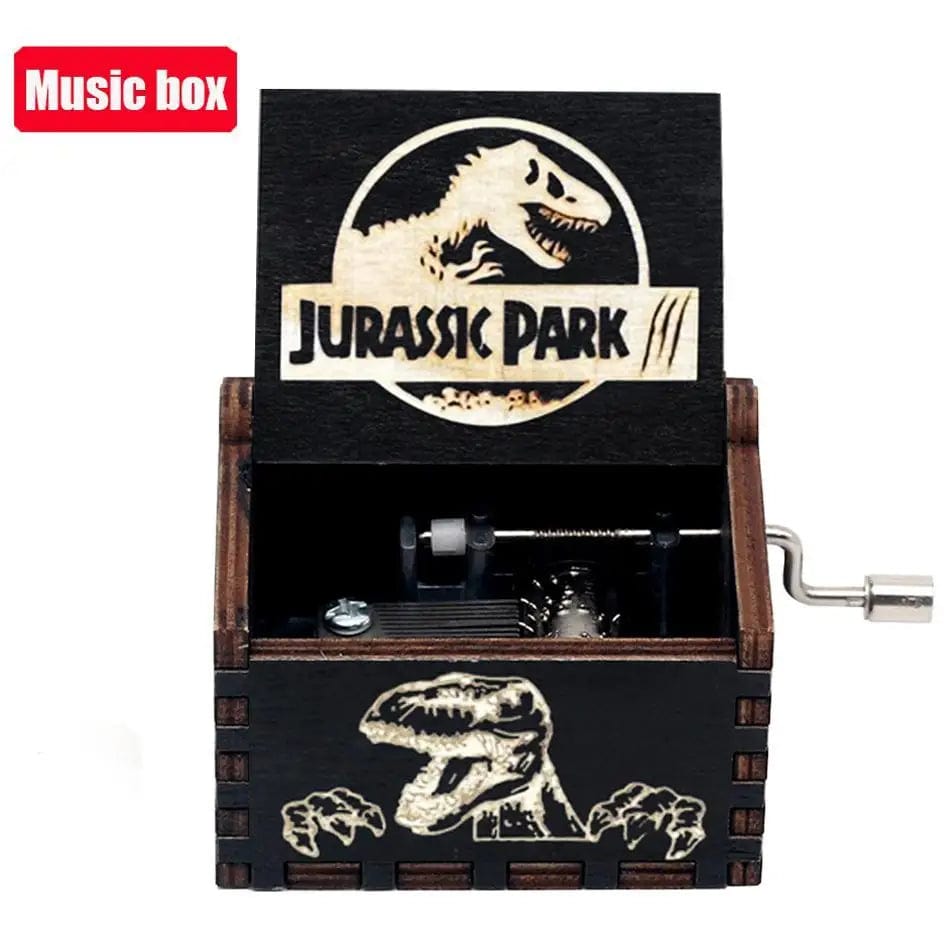 Home Finesse Jurassic Park Theme Music Box | Antique Hand-Cranked Wooden Music Box