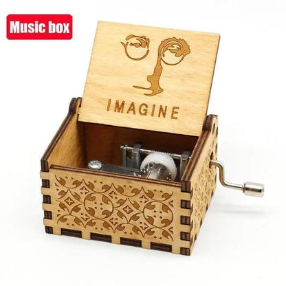 Home Finesse Jurassic Park Theme Music Box | Antique Hand-Cranked Wooden Music Box