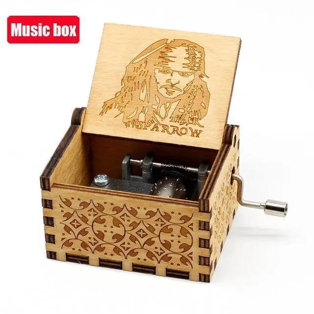 Home Finesse Jurassic Park Theme Music Box | Antique Hand-Cranked Wooden Music Box