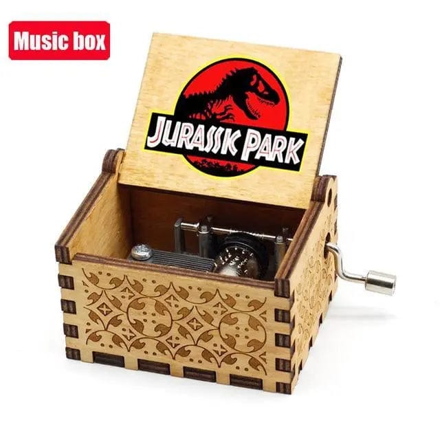 Home Finesse Jurassic Park Theme Music Box | Antique Hand-Cranked Wooden Music Box