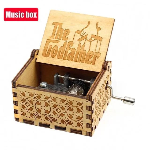 Home Finesse Jurassic Park Theme Music Box | Antique Hand-Cranked Wooden Music Box