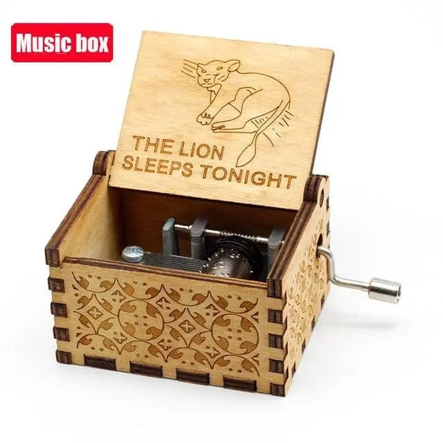 Home Finesse Jurassic Park Theme Music Box | Antique Hand-Cranked Wooden Music Box